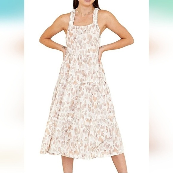 Anthropologie Cloth & Stone linen midi tiered dress M - Picture 1 of 10